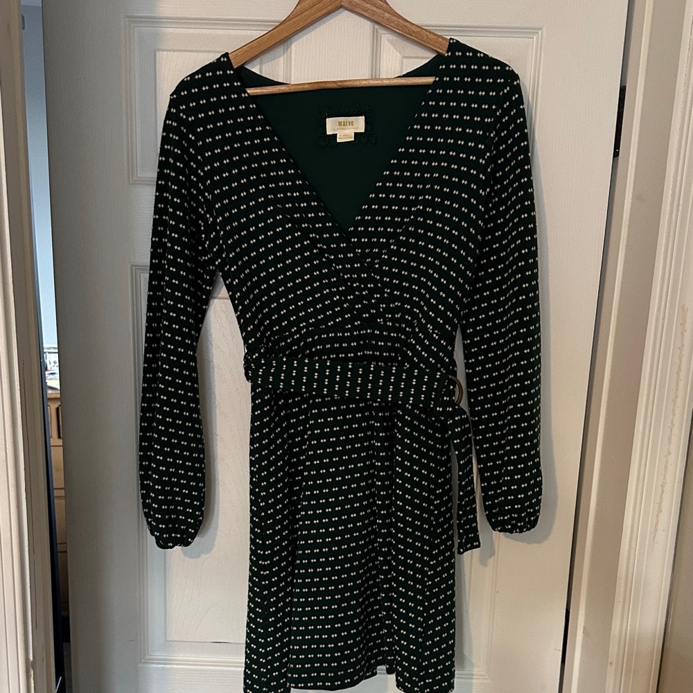 Maeve Black and White Patterned Long Sleeve Dress